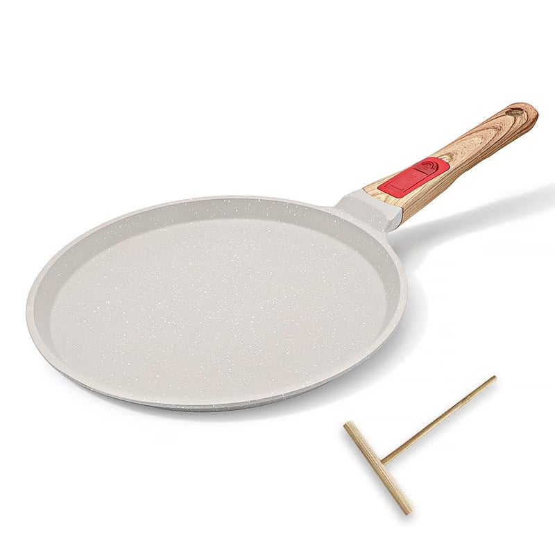 RANX INGST Non Stick Crepe Pan with Detachable Handle, 10 Inch Cast Aluminium Dosa Tawa Tortilla Pan, Pancake Pan Induction Compatible - White - Image 1