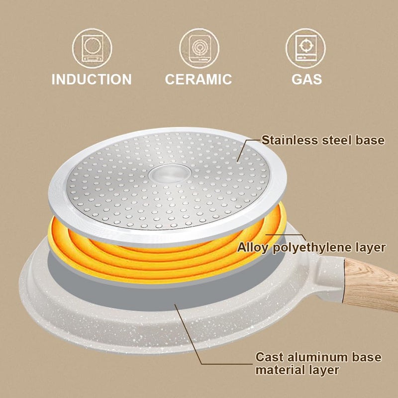 RANX INGST Non Stick Crepe Pan with Detachable Handle, 10 Inch Cast Aluminium Dosa Tawa Tortilla Pan, Pancake Pan Induction Compatible - White - Image 4