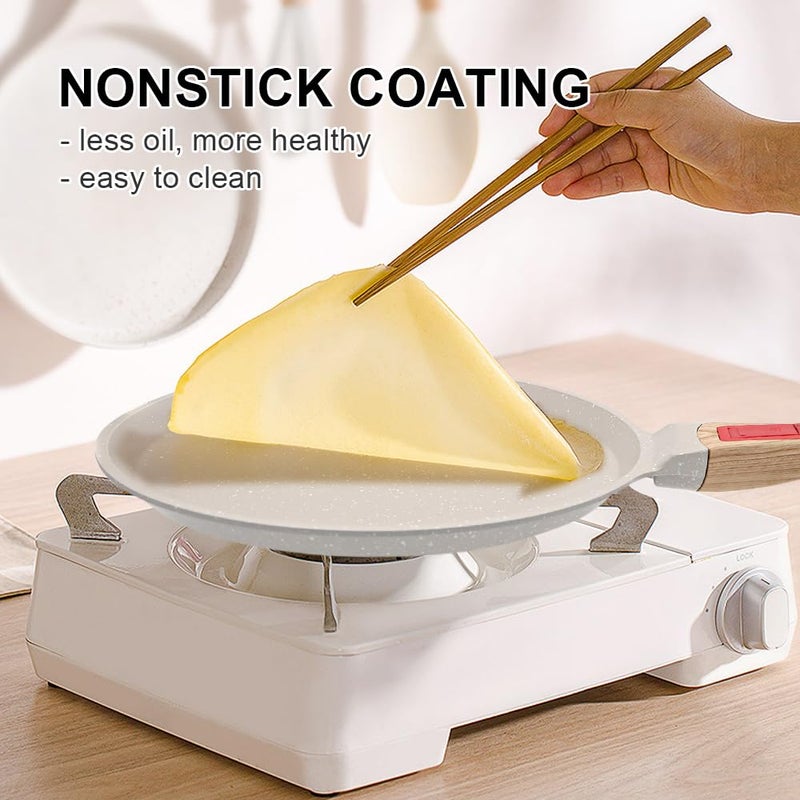RANX INGST Non Stick Crepe Pan with Detachable Handle, 10 Inch Cast Aluminium Dosa Tawa Tortilla Pan, Pancake Pan Induction Compatible - White - Image 2