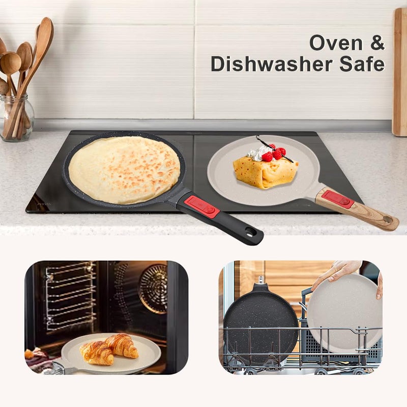 RANX INGST Non Stick Crepe Pan with Detachable Handle, 10 Inch Cast Aluminium Dosa Tawa Tortilla Pan, Pancake Pan Induction Compatible - White - Image 5