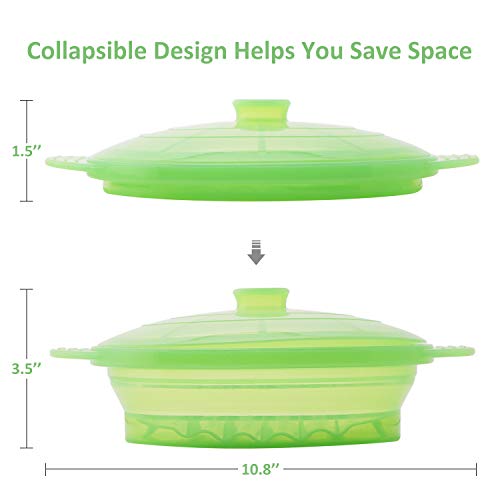EuChoiz Microwave Steamer Cooker Collapsible Bowl-Silicone Steamer Cookware with Handle Lid for Vegetables Fish Prep Meal Food with Removable Rack BPA Free, Easy to Store, Freezer & Dishwasher Safe, Green - Image 2