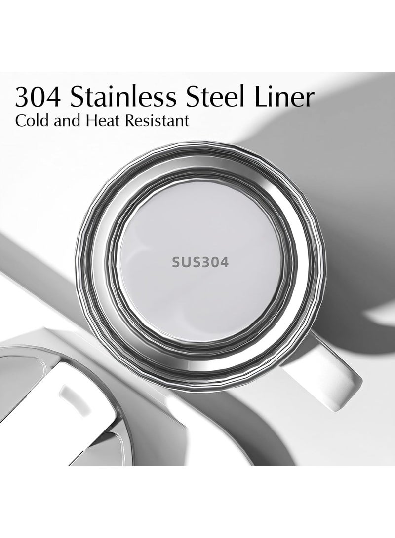 Arabest 304 Stainless Steel Liner, 400ML Multi-Color Insulated Coffee Travel Mug with Handle Double Wall Insulated Mug with Lid Coffee Mug, Easy to Clean, White  - Image 3