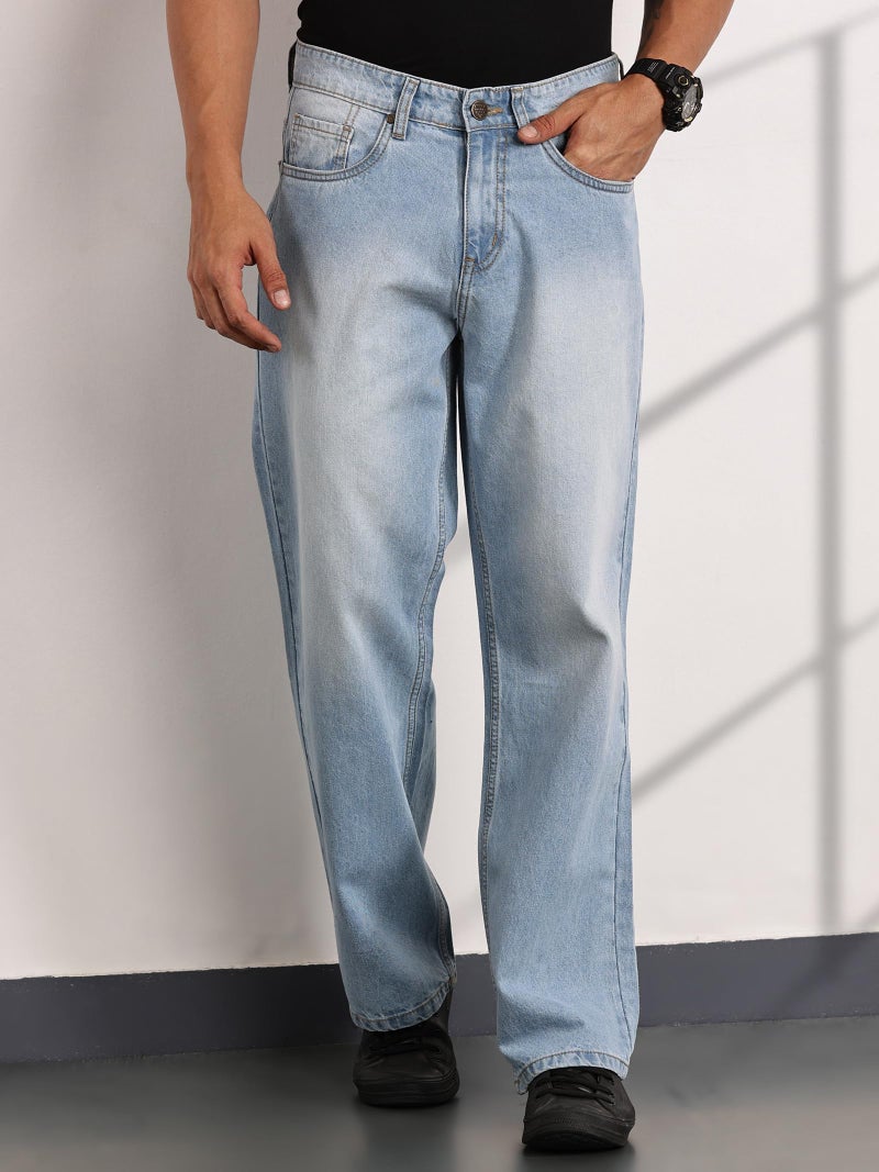 Thomas Scott Men's | Relaxed Fit | Mild Wash | Wide Leg | Baggy fit | Casual | Jeans for Men (TSJ308_LightBlue_38) - Image 2