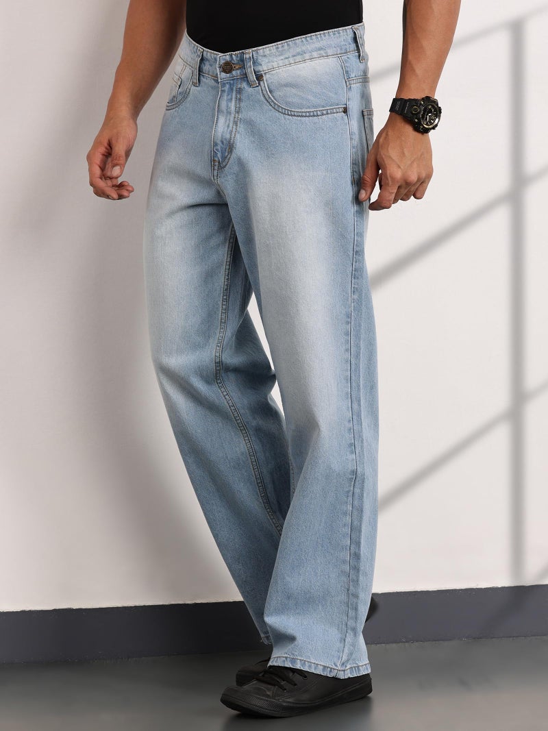 Thomas Scott Men's | Relaxed Fit | Mild Wash | Wide Leg | Baggy fit | Casual | Jeans for Men (TSJ308_LightBlue_38) - Image 3