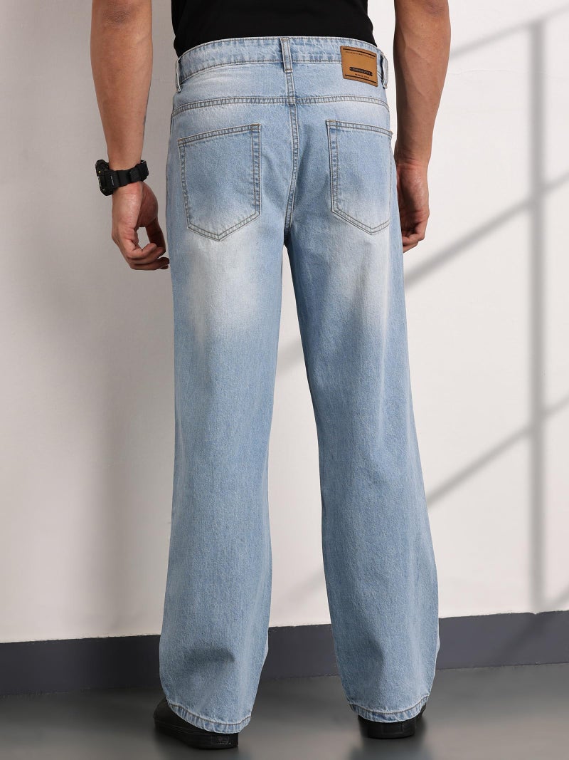 Thomas Scott Men's | Relaxed Fit | Mild Wash | Wide Leg | Baggy fit | Casual | Jeans for Men (TSJ308_LightBlue_38) - Image 4