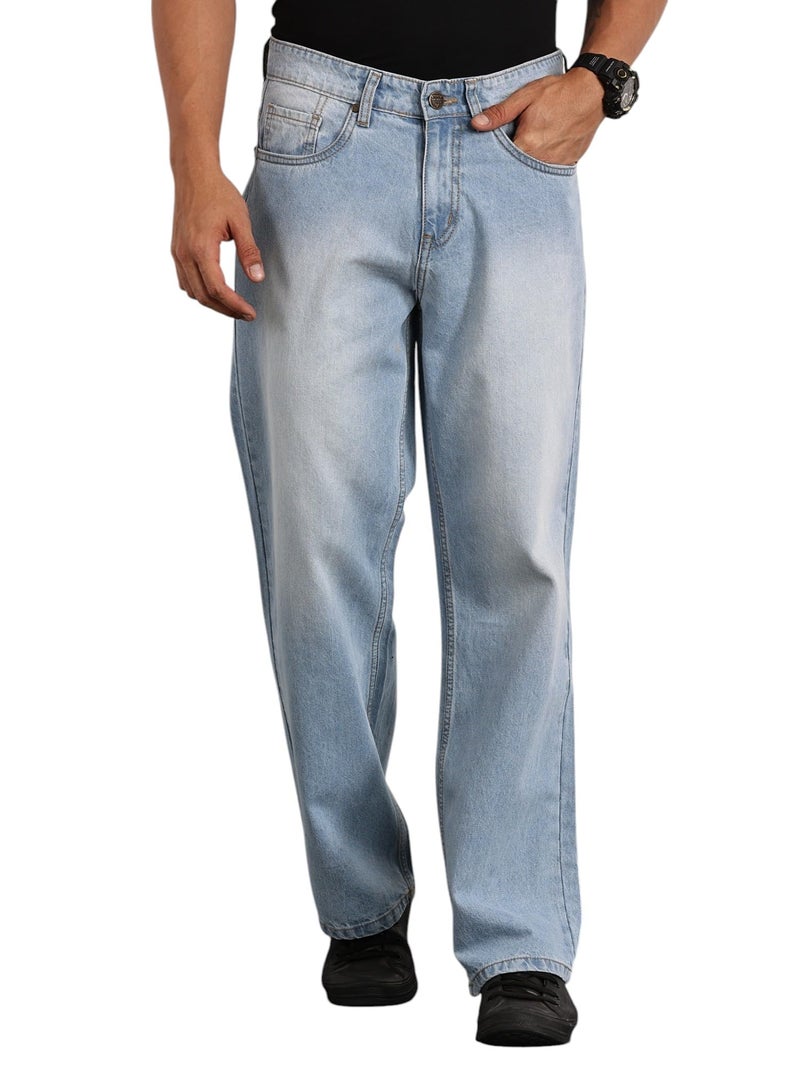 Thomas Scott Men's | Relaxed Fit | Mild Wash | Wide Leg | Baggy fit | Casual | Jeans for Men (TSJ308_LightBlue_38) - Image 1