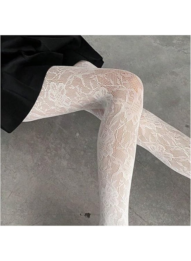 Women's Patterned Fishnet Tights High Waist Pantyhose Floral Stockings - Image 4