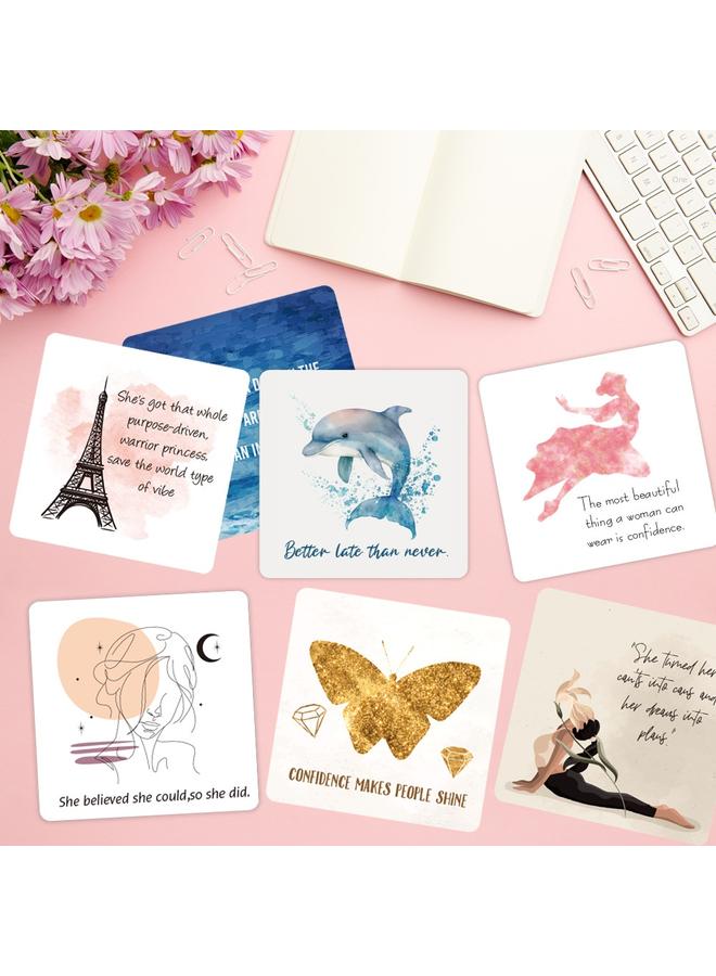 Bluejw New Product Encouragement Cards Suit 50 European And American Women Actively Affirm Ins English Cartoon Inspirational Cards - Image 2