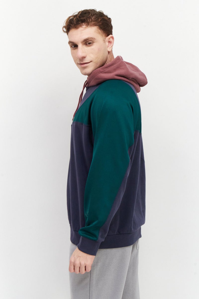 adidas Originals Men Sportswear Fit Log Sleeve Outdoor Hooded, Dark  Blue  - Image 3