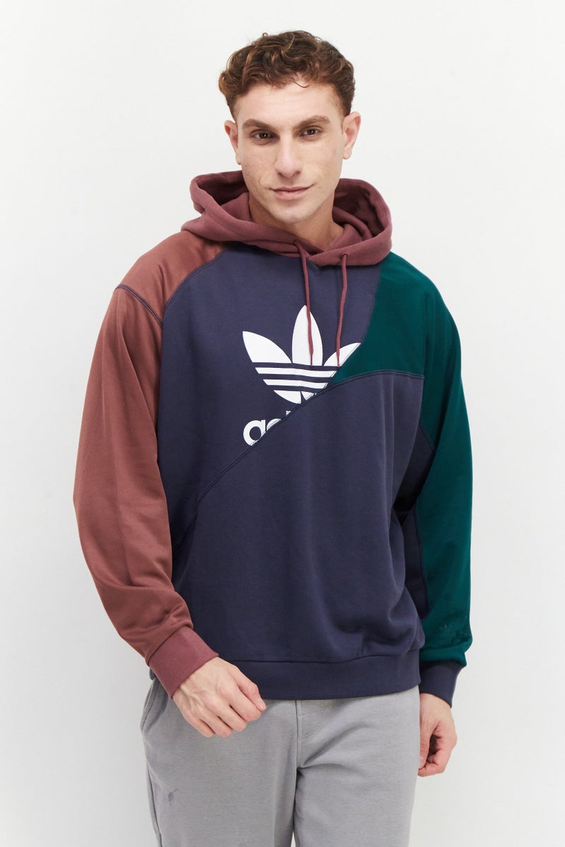 adidas Originals Men Sportswear Fit Log Sleeve Outdoor Hooded, Dark  Blue  - Image 1