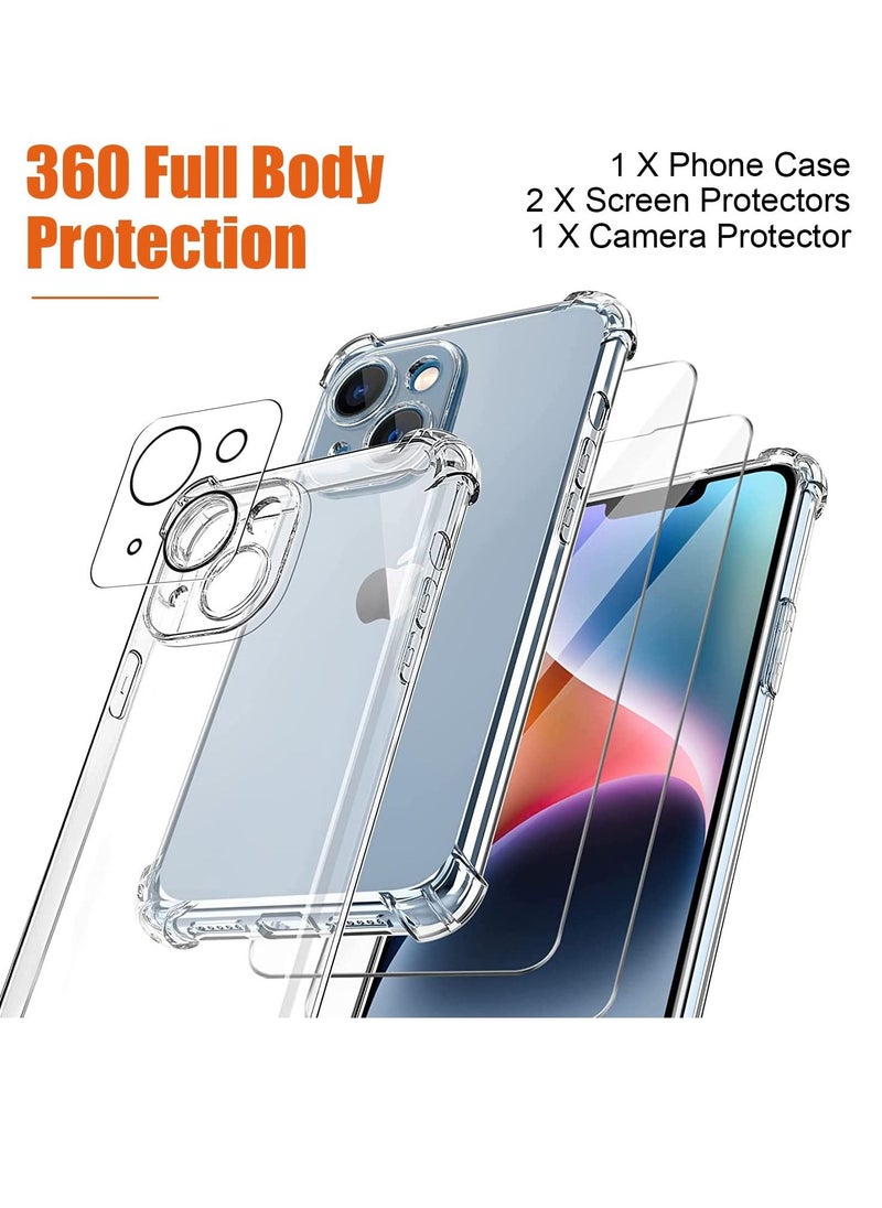 BORTONY - iPhone 13 Case with 2x Screen Protectors + 1x Camera Lens Protector All-Round Bumper Protection Shockproof Anti-Scratch Protective Cover 6.1 Inch - Image 1