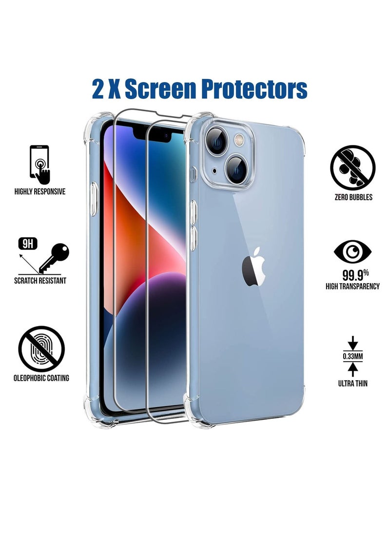 BORTONY - iPhone 13 Case with 2x Screen Protectors + 1x Camera Lens Protector All-Round Bumper Protection Shockproof Anti-Scratch Protective Cover 6.1 Inch - Image 1