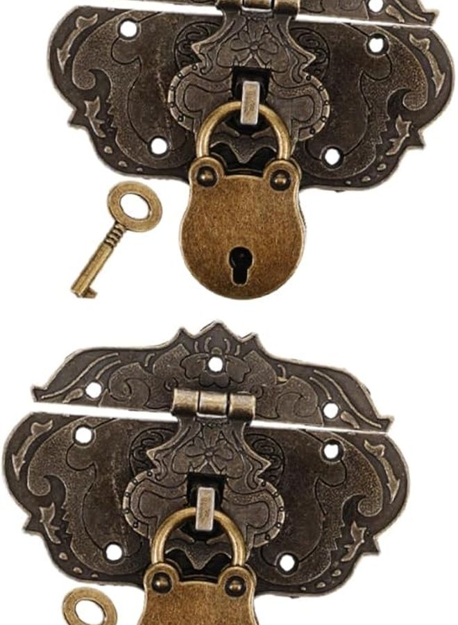 مجموعة أقفال صغيرة عتيقة على شكل رأس دب مع مفتاح، قفل زخرفي قديم لصندوق المجوهرات والحقيبة وديكور المنزل - Image 2
