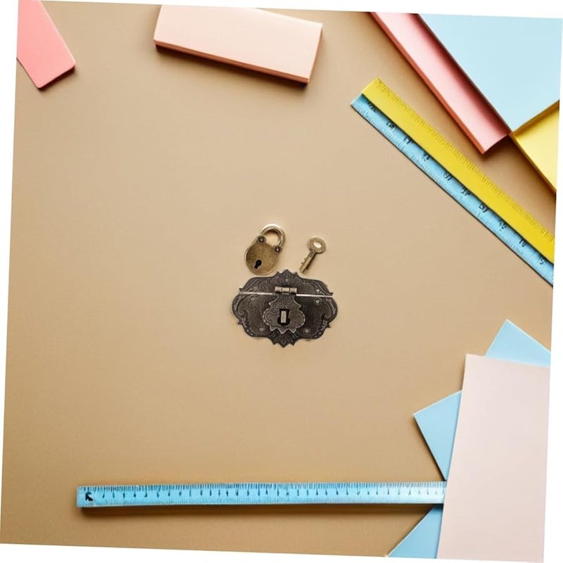 مجموعة أقفال صغيرة عتيقة على شكل رأس دب مع مفتاح، قفل زخرفي قديم لصندوق المجوهرات والحقيبة وديكور المنزل - Image 5