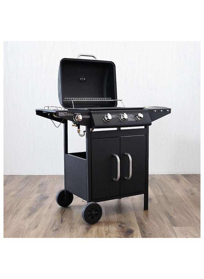 DANUBE HOME 4 Burner Gas BBQ Grill With Wheels Movable Barbecue Grill Portable Cart Style Gas BBQ Griller For Patio Lawn Garden Picnic Camping L 107x53x95.5 cm Black  - Image 4