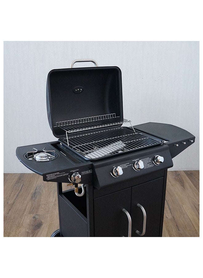 DANUBE HOME 4 Burner Gas BBQ Grill With Wheels Movable Barbecue Grill Portable Cart Style Gas BBQ Griller For Patio Lawn Garden Picnic Camping L 107x53x95.5 cm Black  - Image 5