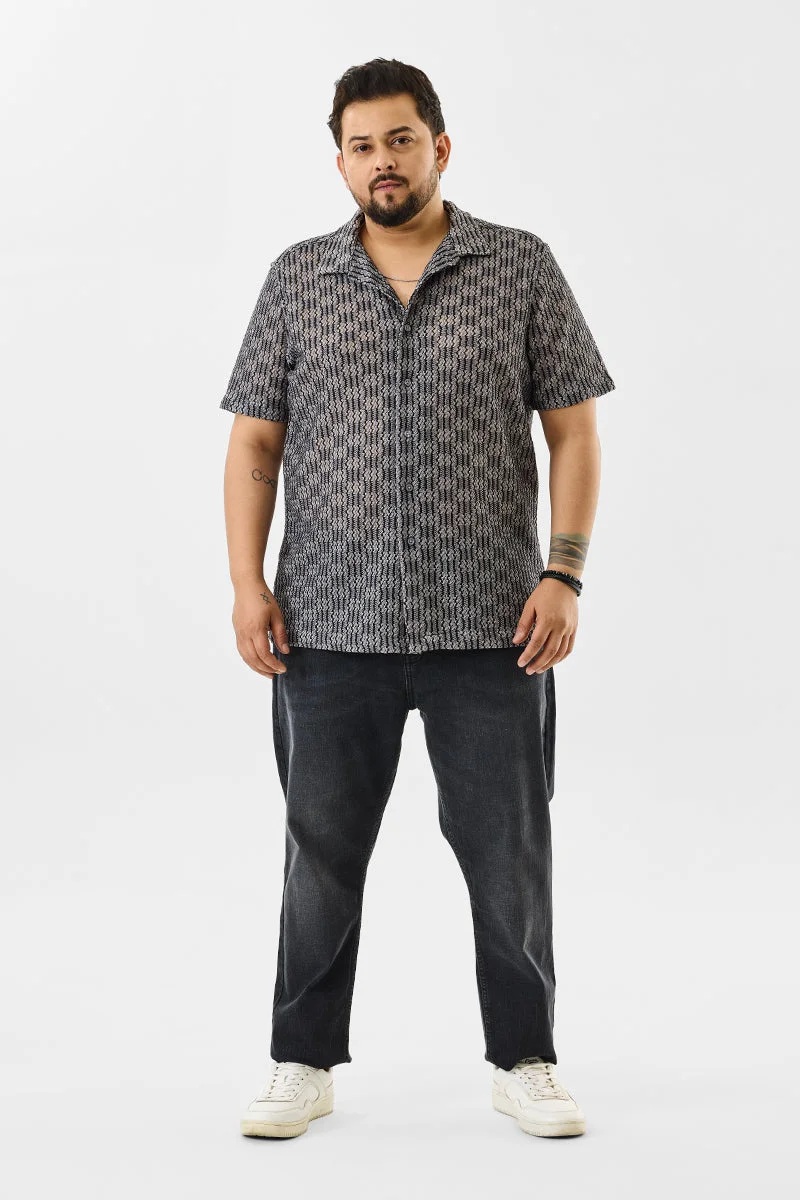 SNITCH Plus Size Self Design Regular Fit Shirt