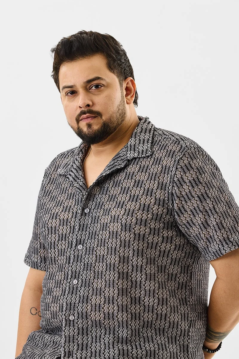 SNITCH Plus Size Self Design Regular Fit Shirt