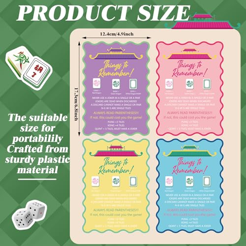 BrightRow 4 Pcs Mahjong Shuffler Cards for Tiles Mixing Shuffling Portable Mah Jong Accessories Gift Party Supplies Waterproof Rules Printed Mixer 7 x 5 in for Tiles LoverPastelWaveCity Tower - Image 5