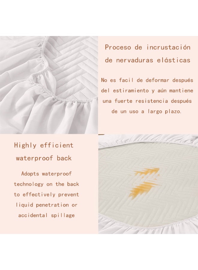 100% Waterproof Mattress Protector, High Liquid Resistance, Breathable 3D Air Full Mattress Protector, Super Soft Cooling Mattress Cover, Hypoallergenic Quiet Fitted Sheet (White - Fitted Sheet 3-Pi - Image 2