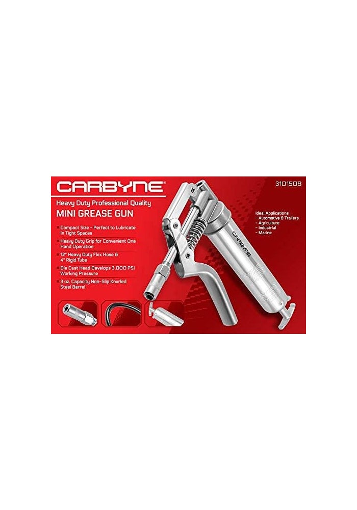 CARBYNE Pistol Grip Mini Grease Gun - 3000 PSI Heavy Duty with Flex Hose and Rigid Tube - Image 4