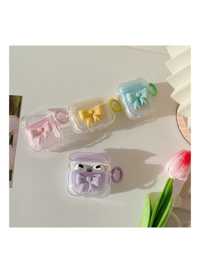 SYOSI Soft Clear TPU Case for AirPods 3 (2021), (Purple) Colorful Bow Keychain Cover Cute 3D Bow Design Cover Clear Protective Case Shockproof Case Cute Protective Cover for Girls Woman Airpods 3  - Image 3