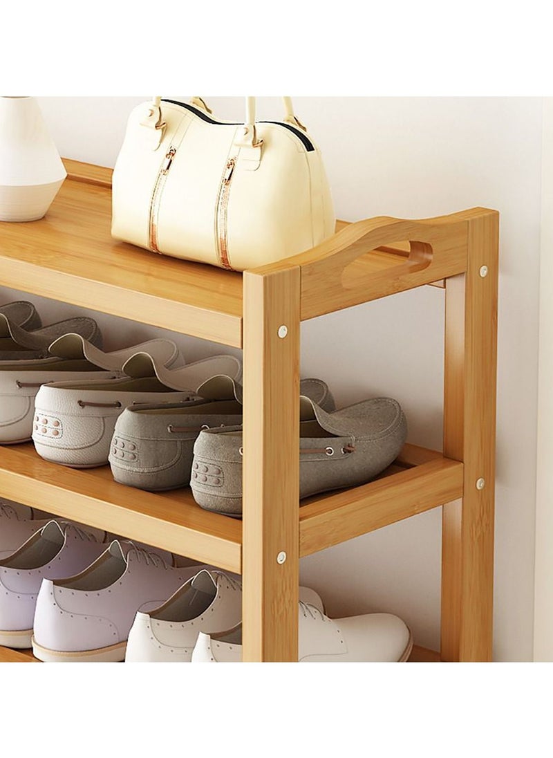 Blueland - 7Tier Wooden Shoe Rack Bamboo Shoes Cabinet Free Standing Entryway Shoe Tower Shelf Shoes Organizer MultiFunction Organizer Boots Storage Shelf Modern House Furniture Home Office Stands - Image 1