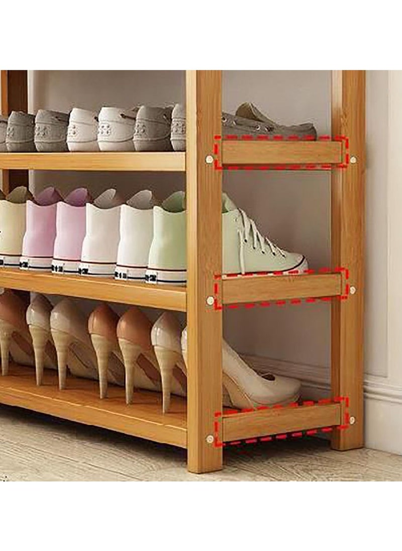 Blueland - 7Tier Wooden Shoe Rack Bamboo Shoes Cabinet Free Standing Entryway Shoe Tower Shelf Shoes Organizer MultiFunction Organizer Boots Storage Shelf Modern House Furniture Home Office Stands - Image 1