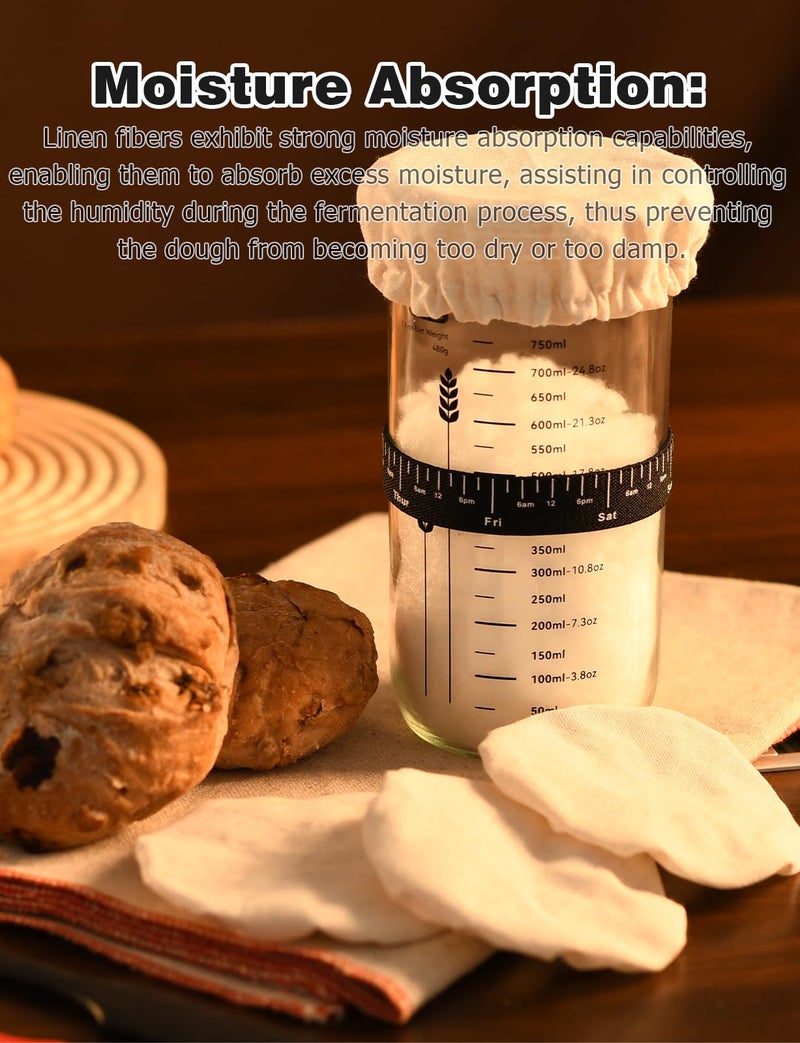 Mellbree 100% Linen Jar Covers, 5pcs Cloth Covers for Sourdough Starter Jars with Diameter of 3-4 Inch - Image 4