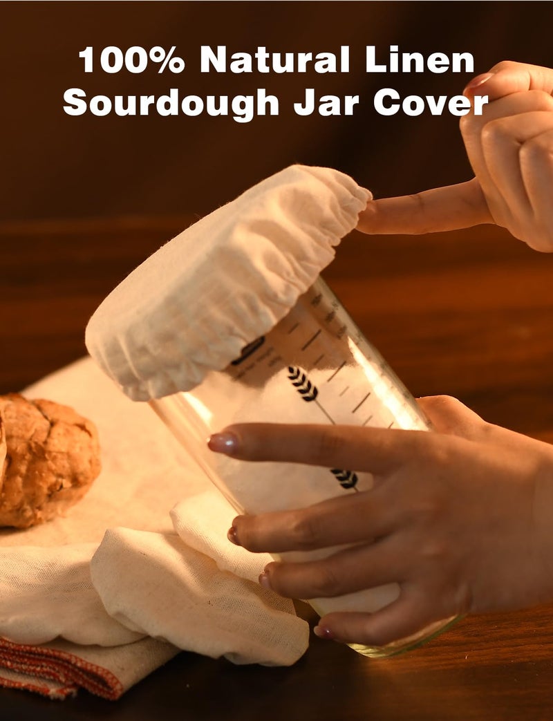 Mellbree 100% Linen Jar Covers, 5pcs Cloth Covers for Sourdough Starter Jars with Diameter of 3-4 Inch - Image 2