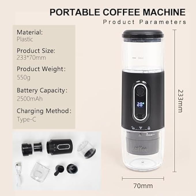 Coffee Mate Portable Espresso Maker Usb Rechargeable Manual Coffee Machine For Grounds  Capsules 92C Perfect Extraction For Travel Camping Office Car - Image 3