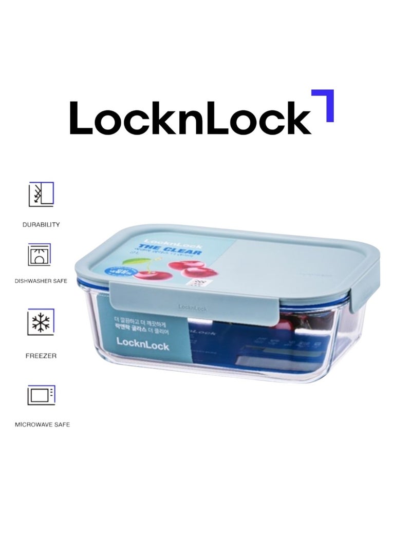 LocknLock Clear Glass Rectangular 160ml Mint - Durable, Airtight, Heat-Resistant Food Storage Container - Image 1