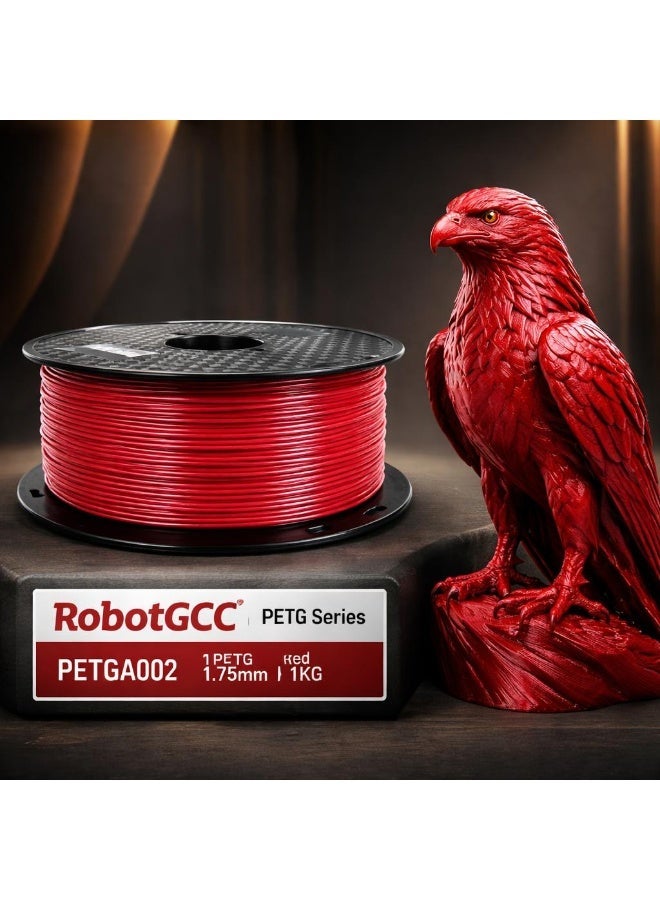 وبوت جي سي سي خيط PETG أحمر 1.75 مم لطابعة ثلاثية الأبعاد وزن 1 كجم خيط PETG قوي عالي المتانة مقاوم للصدمات مقاوم للماء والمواد الكيميائية بثق سلس انكماش منخفض التصاق طبقات ممتاز مناسب للأجزاء الوظيفية والنماذج والاستخدام الخارجي ومتوافق مع طابعات FDM - Image 2