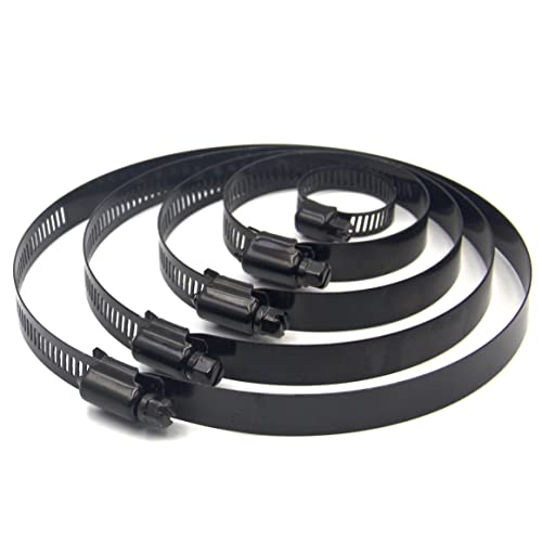 ISPINNER 10pcs 304 Stainless Steel Adjustable 16-127mm Range Worm Gear Hose Clamps Assortment Kit 1 Inch, 2 Inch, 3 Inch, 4 Inch, 5 Inch (Black) - Image 4