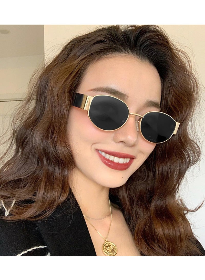 Barakah Oval Sunglasses for Women, Polarized Trendy Retro Sunglasses for Women, Gold Metal Frame Fashion Designer Shades Vintage 90s Style Classic Sun Glasses, UV400 Protection - Image 4