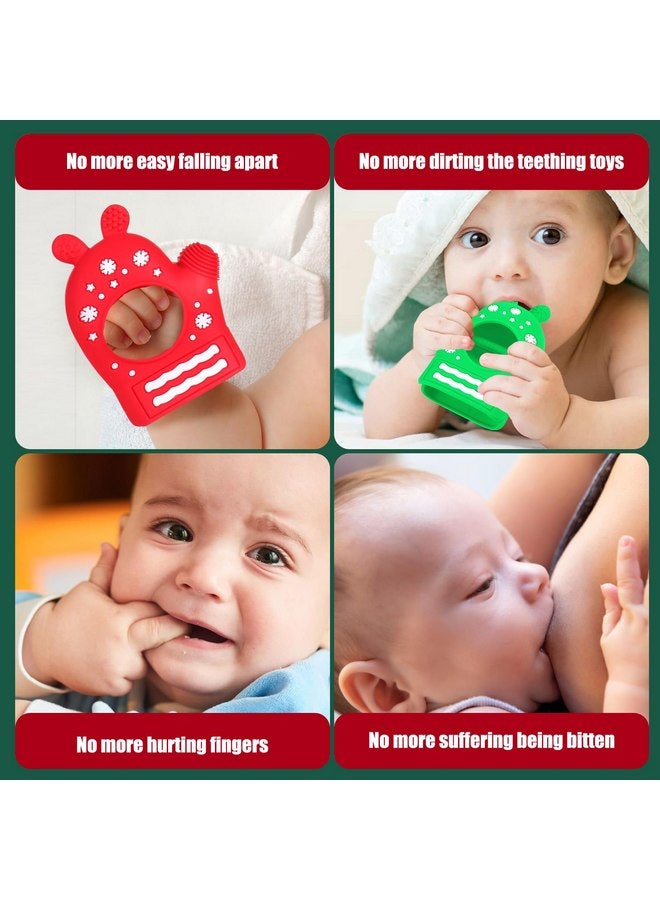 Mity Rain 2PCS Christmas Baby Teething Toys, Anti-Drop Teething Mitten for 3-6 Months, Easy-Grip Hand Teethers for Babies 6-12 Months, Silicone Teething Glove for Infants Boys Girls Soothing Teething Relief - Image 4