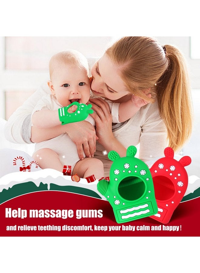 Mity Rain 2PCS Christmas Baby Teething Toys, Anti-Drop Teething Mitten for 3-6 Months, Easy-Grip Hand Teethers for Babies 6-12 Months, Silicone Teething Glove for Infants Boys Girls Soothing Teething Relief - Image 3