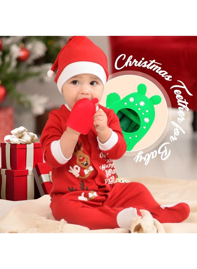 Mity Rain 2PCS Christmas Baby Teething Toys, Anti-Drop Teething Mitten for 3-6 Months, Easy-Grip Hand Teethers for Babies 6-12 Months, Silicone Teething Glove for Infants Boys Girls Soothing Teething Relief - Image 5