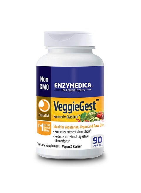 Veggiegest Digestive Enzymes For Vegan Vegetarian And Raw Diets Prevents Gas And Bloating 90 Capsules Ffp