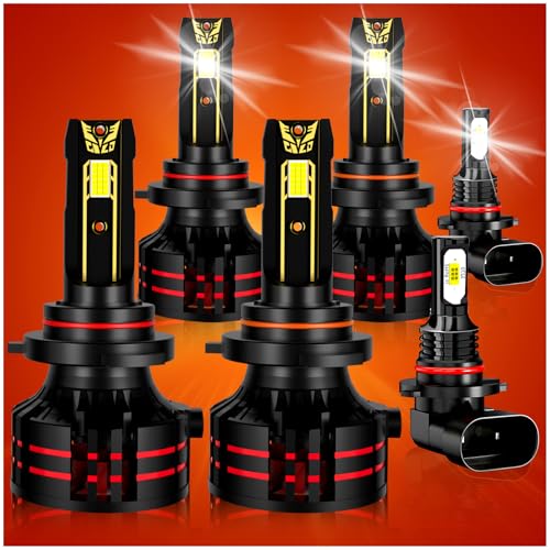 KAUNBAST Compatible for GMC Sierra 1500 2500HD 3500/Chevy Silverado 2003 2004 2005 2006 Driving Light Bulbs Combo, 6500K White 800% Brightness, Direct Installation, 6-Pack - Image 1