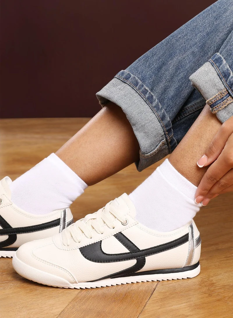 Where's That From 'Caia' Court Lace up Trainer with Stripe detail