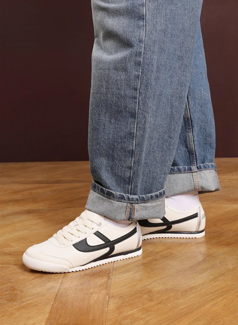 Where's That From 'Caia' Court Lace up Trainer with Stripe detail