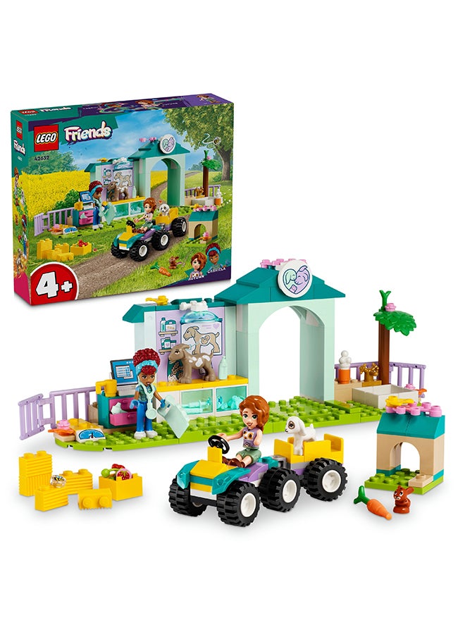 LEGO - 42632 لعبة عيادة الحيوانات الزراعية أصدقاء، دور الرعاية الطبية المخلوقات، مجموعة بناء هدية للأطفال، الفتيات والفتيان من 4 سنوات وما فوق مع شخصيتين مصغرتين و3 حيوانات (161 قطعة) - Image 1