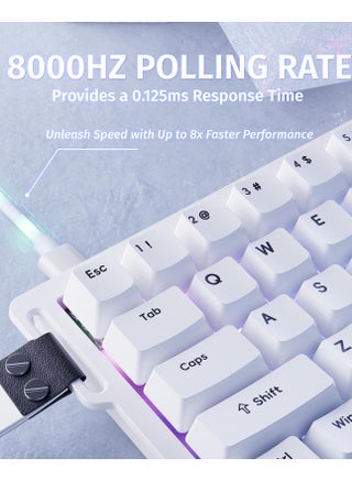 لوحة مفاتيح الألعاب الميكانيكية X68 HE RT، سلكية 60%، لون أسود | تشغيل قابل للتعديل، مفتاح مغناطيسي بتقنية هول، معدل استجابة 8 كيلو هرتز، إضاءة خلفية RGB، تثبيت علوي، برنامج تشغيل عبر الإنترنت لأجهزة الكمبيوتر الشخصية وأجهزة ماك، مناسبة للاعبين المحترفين، لون أبيض - view 3