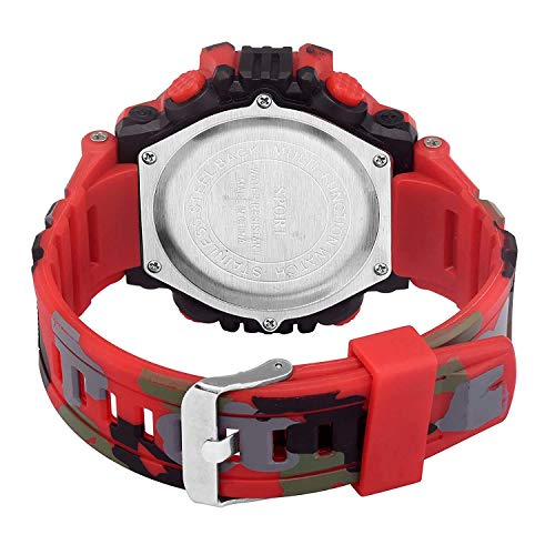 Acnos Polyurethane Premium Red Color Army Shockproof Waterproof Digital Sports Watch for Men Kids Sports Watch for Boys - Military Army Watch for Men, Black Dial, Red Band - Image 4