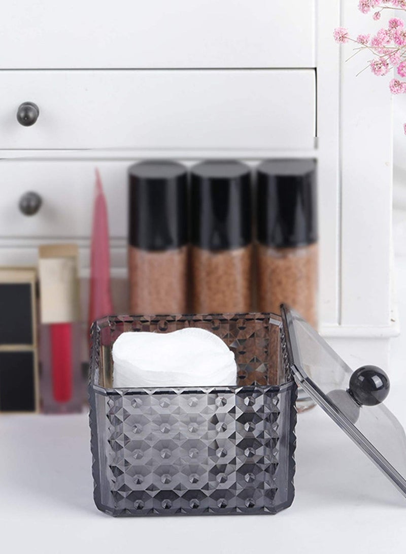 SYOSI Makeup Organiser Set, 2Pcs Acrylic Makeup Pads Container, Acrylic Cotton Wool Pads Holder, Plastic Cotton Ball and Swab Holder Bathroom Jar Cosmetics Storage Box for Cotton Balls, Swabs, Cotton Pad - Image 3