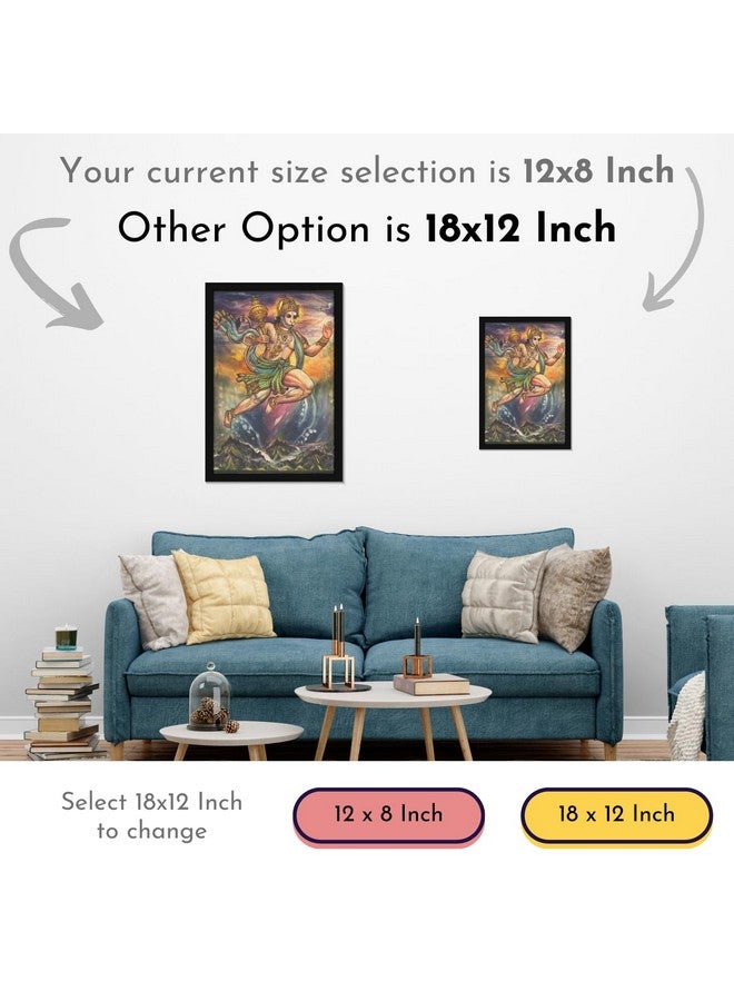 Mad Masters Flying Lord Hanuman Hindu God, Maruti Bhagwan Painting Photo Frame for Living Room, Bedroom, Home Decor and Wall Decoration (MM 2246, 8x12 Inch, Paper, With Plexi Glass) - Image 4