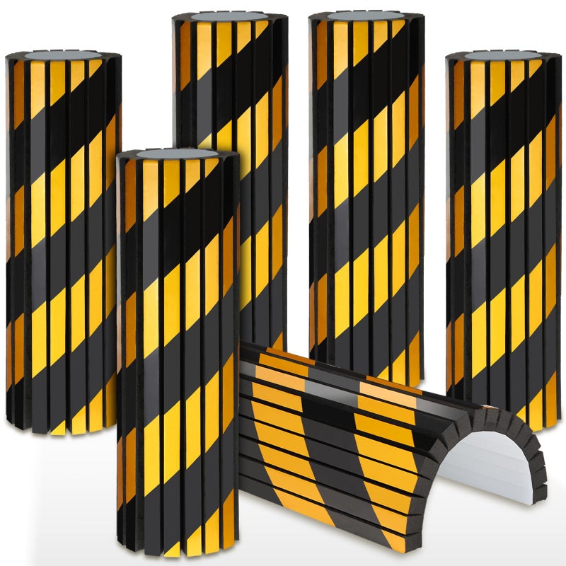 Datanly 6 Pcs Garage Wall Protector Garage Pole Padding Wall Bumpers Guards Reflective Foam Stoppers for Your Vehicle Parking Corner for Parking Lot Black Yellow