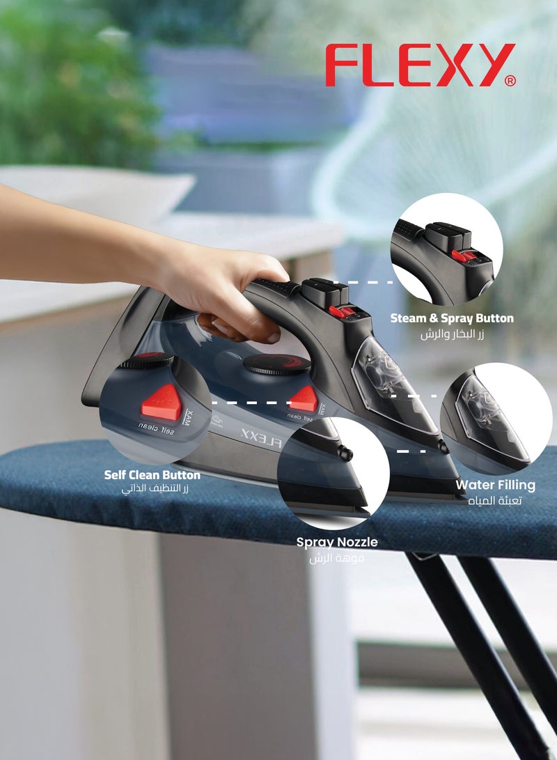 Flexy FLEXY® Steam Iron – Advanced Temp Control, Ceramic Soleplate, 130ml Tank, Vertical Steam, Dry/Iron Mode, Overheat Safety, Heat Indicator, 2-Year Warranty - Image 5
