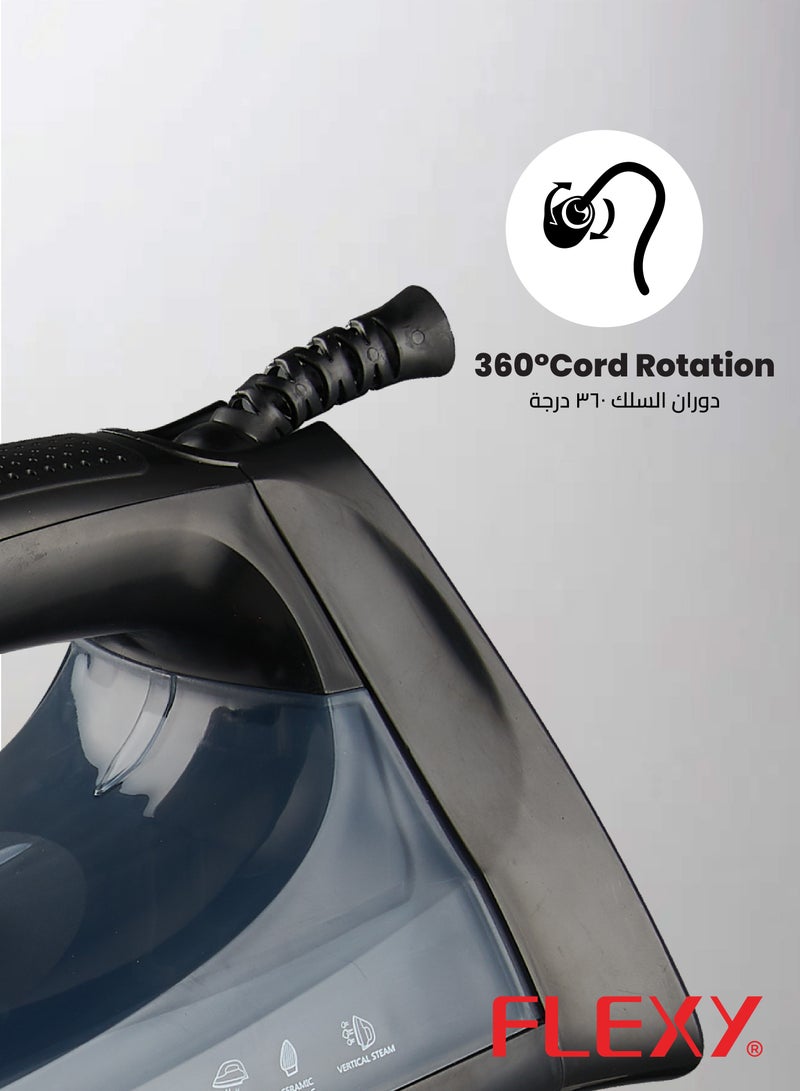 Flexy FLEXY® Steam Iron – Advanced Temp Control, Ceramic Soleplate, 130ml Tank, Vertical Steam, Dry/Iron Mode, Overheat Safety, Heat Indicator, 2-Year Warranty - Image 4